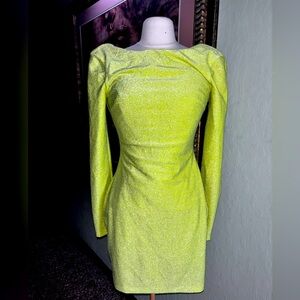 LBV. Lime green sparkling above the knee dress size 6